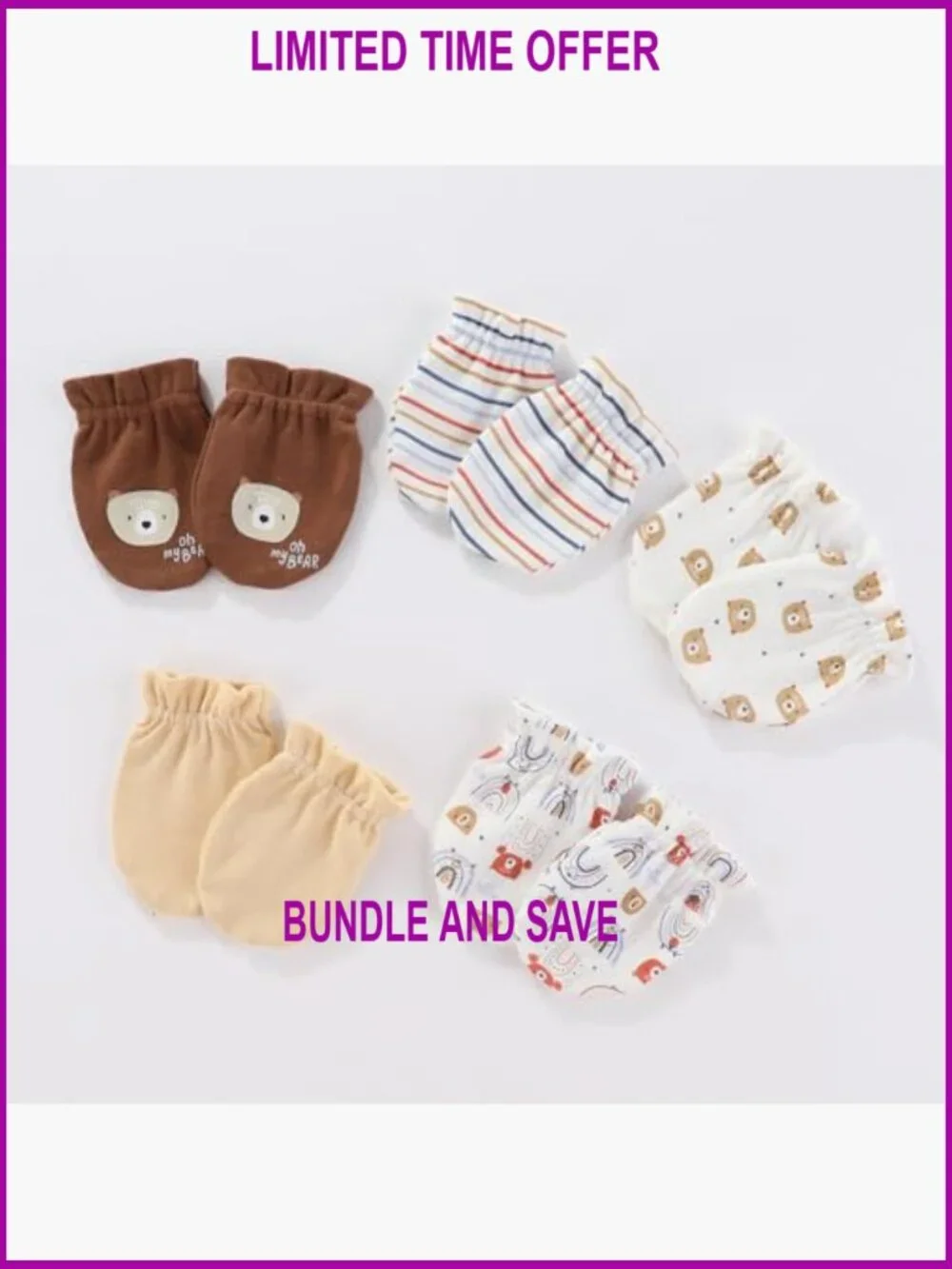 Soft Cotton Newborn Hat Mittens Socks Set 0-6 Months Infant Accessories